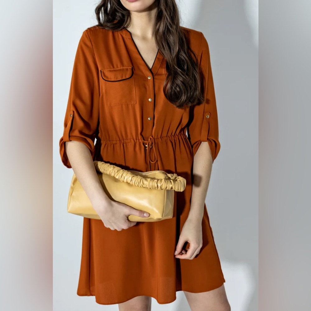 H&M Rust Orange Midi Dress
